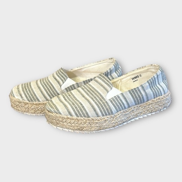 Report Shoes - Report Nahla Striped Espadrille Platform Flats Size 6